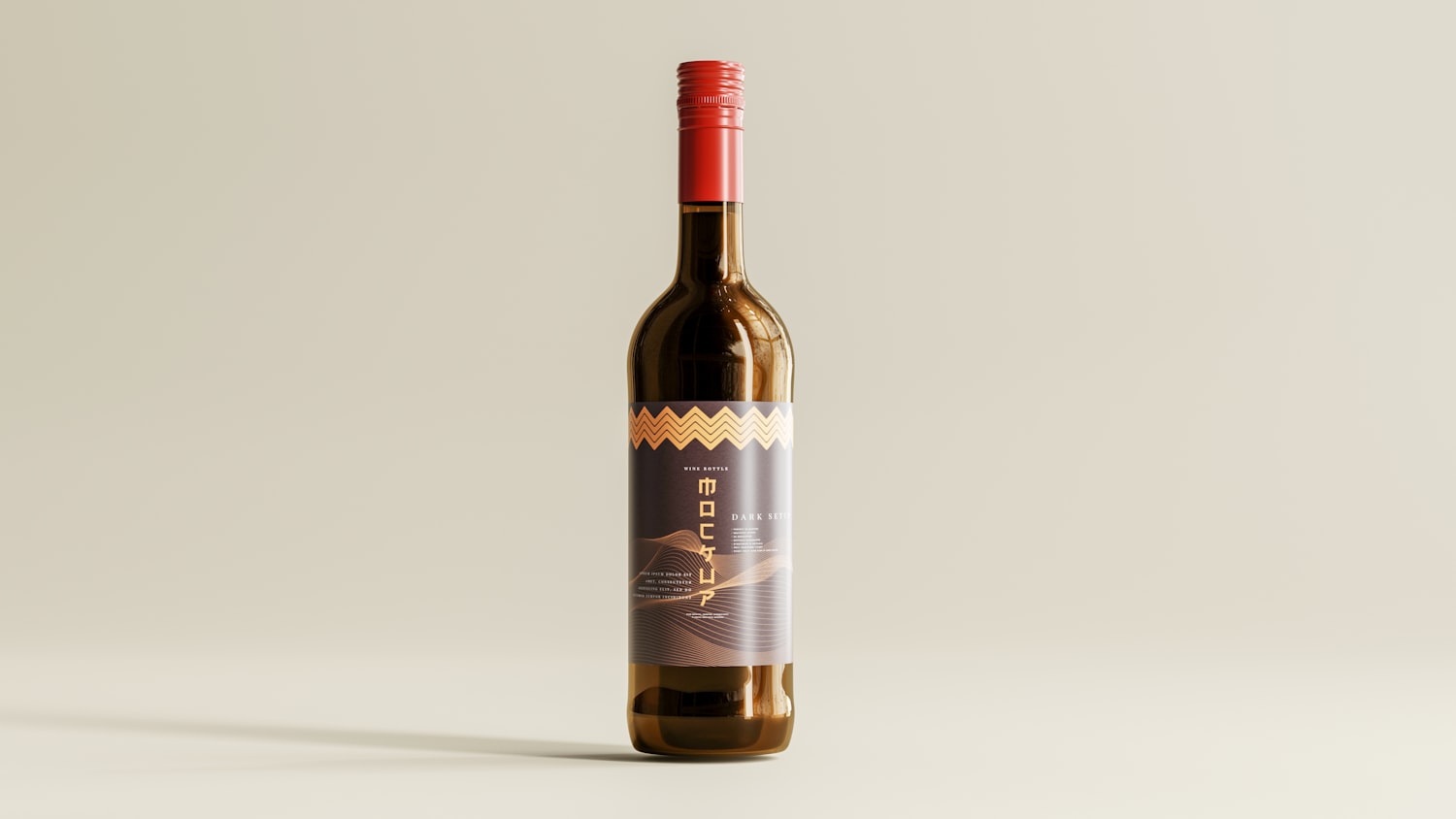 A wine bottle with its label facing forward