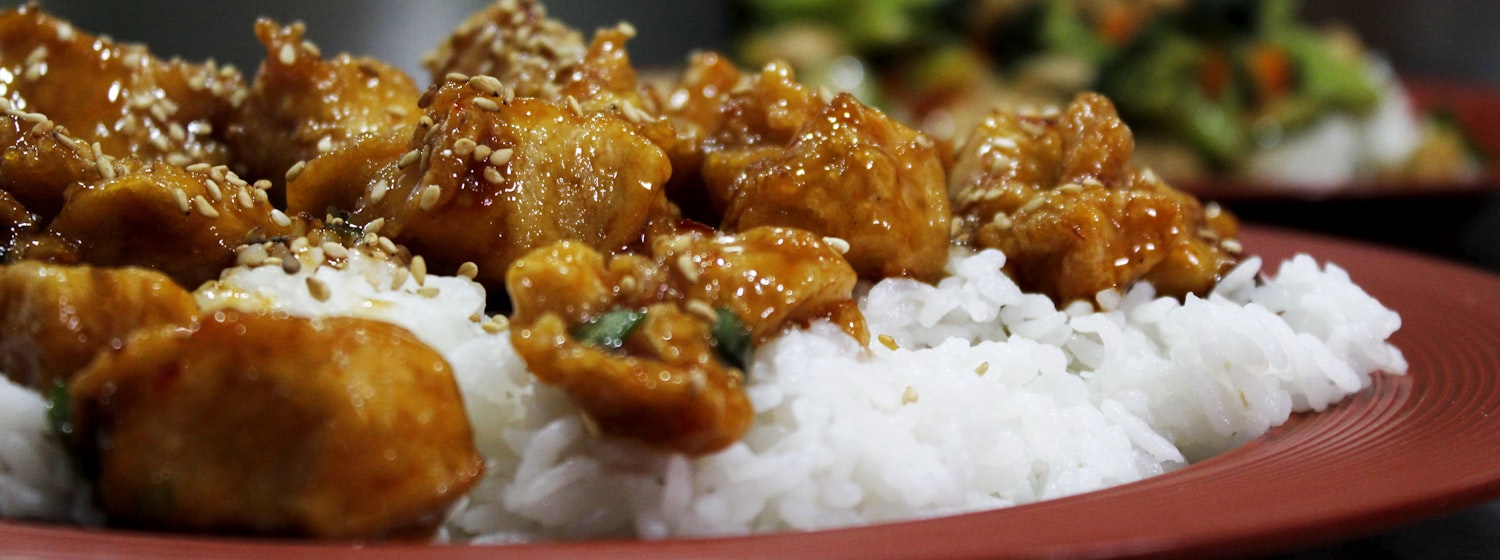 Soy-glazed chicken teriyaki served with rice